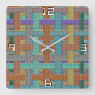 Reloj Cuadrado La "plaid" de la abuela, con aspecto de lienzo