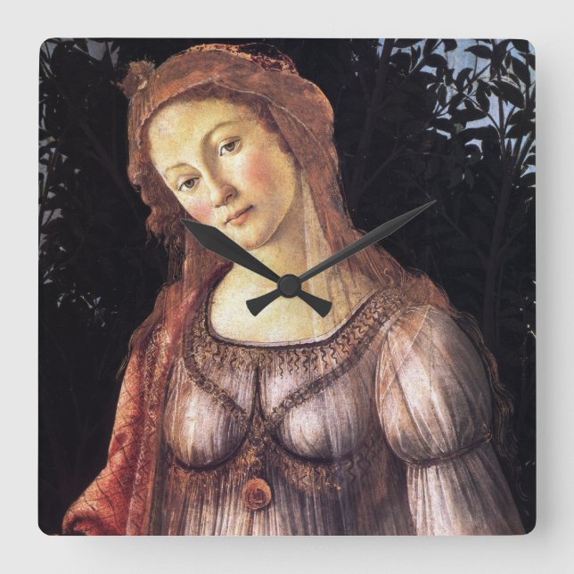 Reloj Cuadrado La Primavera por Sandro Botticelli (Anverso)