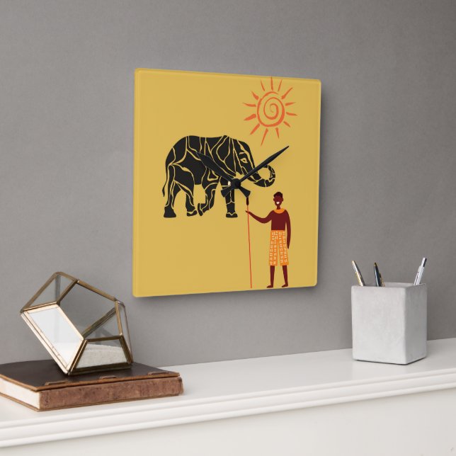 Reloj Cuadrado La puesta de sol de África. (Oficina)