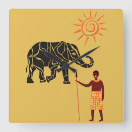 Reloj Cuadrado La puesta de sol de África.