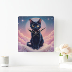 Reloj Cuadrado La Reina Del Cielo De Gatos Negros