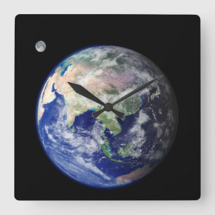 Reloj Cuadrado La Tierra y la Luna desde el espacio