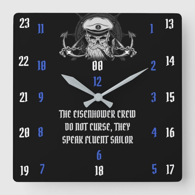 RELOJ CUADRADO LA TRIPULACIÓN DEL EISENHOWER NO MALICE (Anverso)