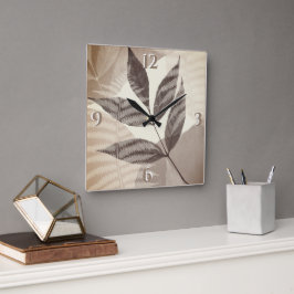 Reloj Cuadrado La vegetación Presencia Leaf Beige Shades Moderno