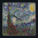 Reloj Cuadrado La víbora Bella Artes estrellada de la noche de lo<br><div class="desc">El Gourdy Night Starry Bella Artes Spoof es un cuadro de acrílico después de una famosa obra de arte. La imagen icónica está hecha de una descomposición de frutas y verduras. Arte mural y decoración ideales para los amantes de la comida vegana, los restaurantes veganos y los restaurantes vegetarianos. Las...</div>