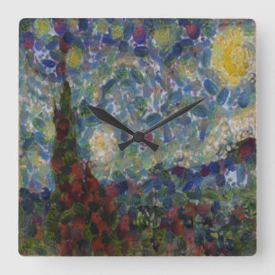 Reloj Cuadrado La víbora Bella Artes estrellada de la noche de lo