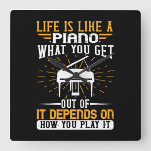 Reloj Cuadrado La Vida Es Como Un Piano
