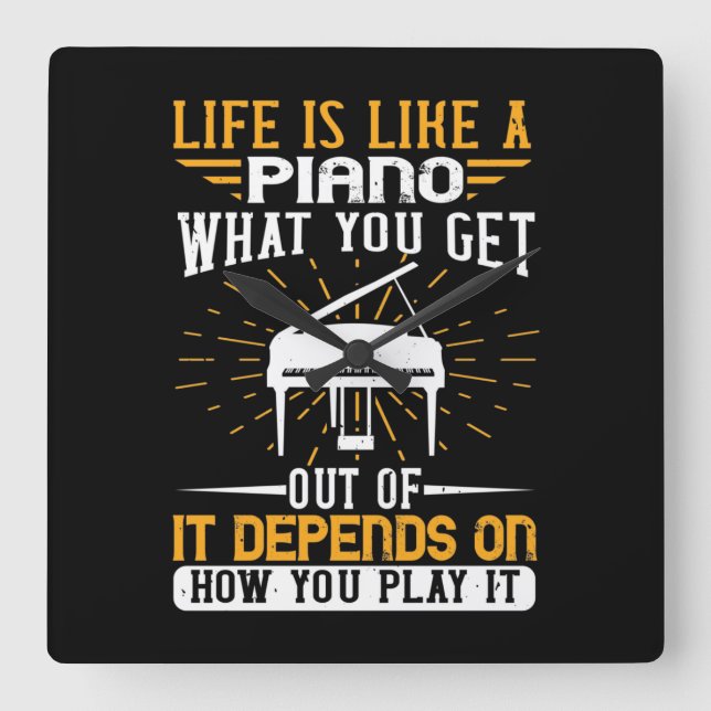 Reloj Cuadrado La Vida Es Como Un Piano (Anverso)