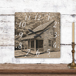 Reloj Cuadrado La vida es mejor en el campo Cabaña de Montaña Ant