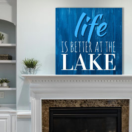 Reloj Cuadrado La vida es mejor en el Lago Azul Madera Náutica