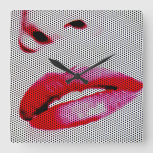 Reloj Cuadrado Labios rojos