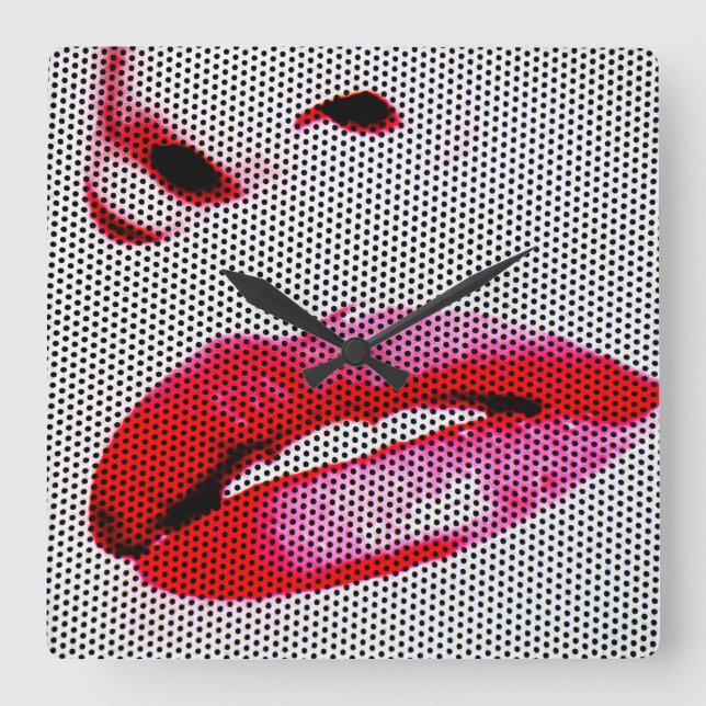 Reloj Cuadrado Labios rojos (Anverso)