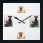 Reloj Cuadrado Labrador Clock<br><div class="desc">Wall clock with Labrador photography, the mother and two daughters.</div>