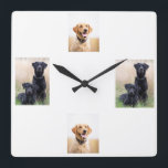 Reloj Cuadrado Labrador Clock<br><div class="desc">Wall clock with Labrador photography,  the mother and two daughters.</div>