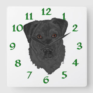 Reloj Cuadrado Labrador retriever negro