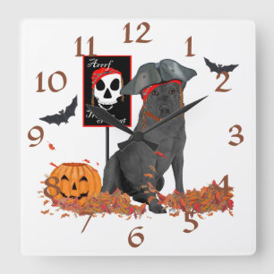 Reloj Cuadrado Labrador retriever negro Halloween