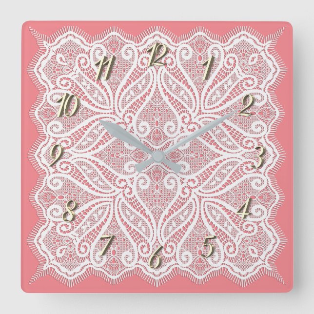 Reloj Cuadrado Lace doily (Anverso)