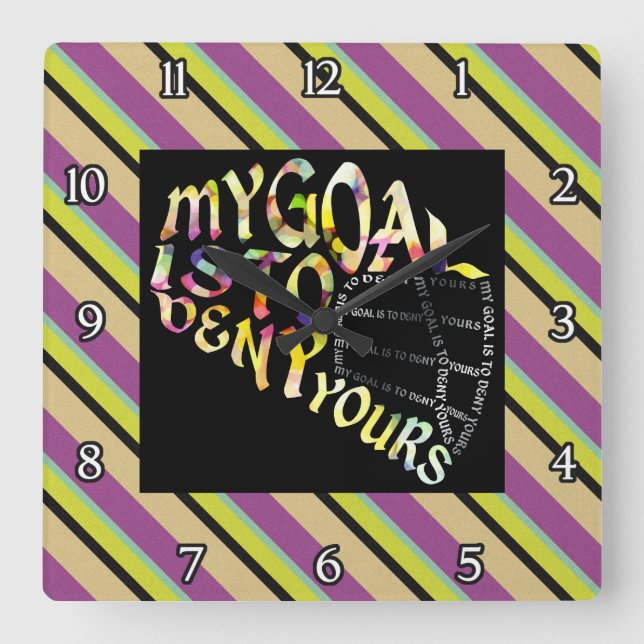 Reloj Cuadrado Lacrosse Goalie Mask Typography Clock (Anverso)