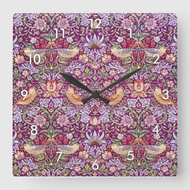 Reloj Cuadrado Ladrón de fresa rojo, William Morris (Anverso)