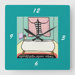 Reloj Cuadrado Lady in the bathtub Wall Clock