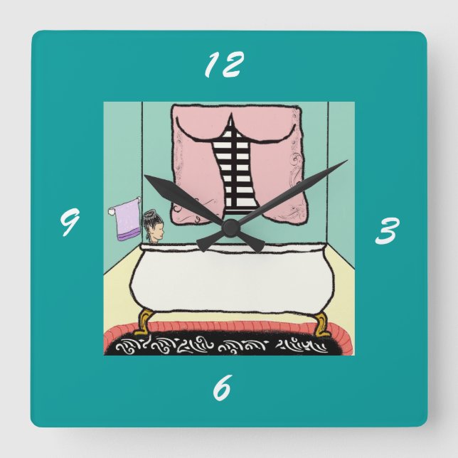 Reloj Cuadrado Lady in the bathtub Wall Clock (Anverso)