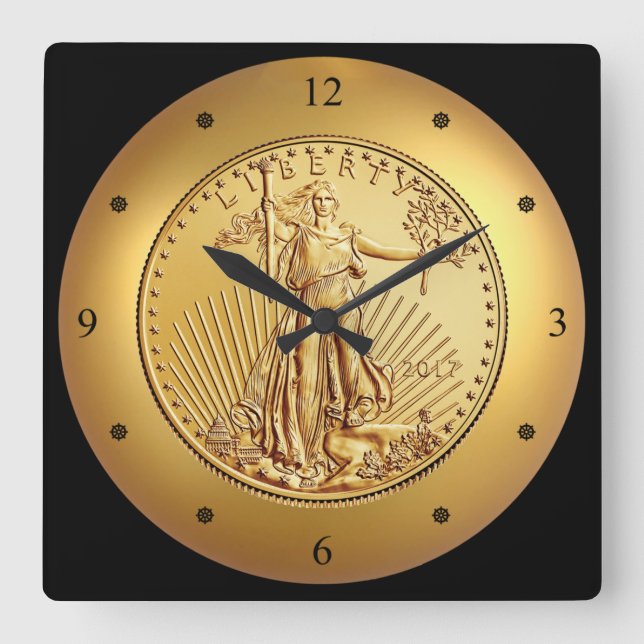 Reloj Cuadrado Lady Liberty ~ American Eagle Gold Coin ~ (Anverso)