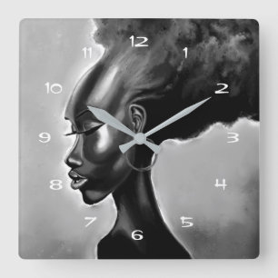 Reloj Cuadrado Lady Shy - Pintura de una mujer africana Bonito -