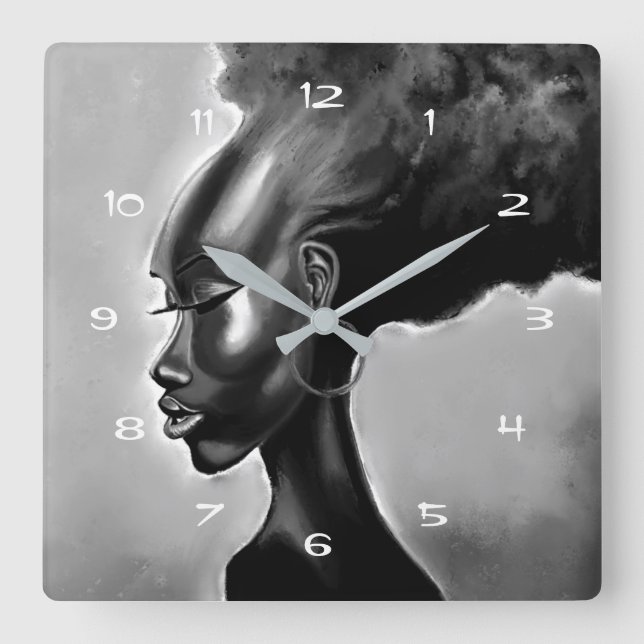 Reloj Cuadrado Lady Shy - Pintura de una mujer africana Bonito -  (Anverso)