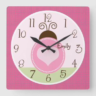 Reloj Cuadrado Ladybug de Bonito personalizado con puntos Clock