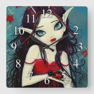 Reloj Cuadrado Ladybug Fairy Fantasy Art Wall Clock