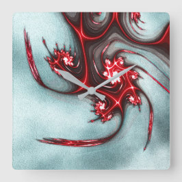 Reloj Cuadrado lagarto fractal rojo intenso sobre la textura de g