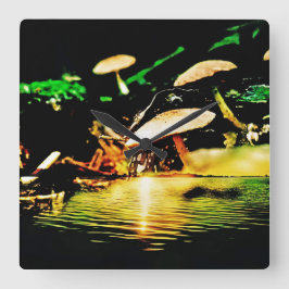 Reloj Cuadrado Lago Mushroom
