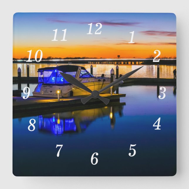Reloj Cuadrado Lake Ray Hubbard Rockwall TX Sunset Wall Clock (Anverso)