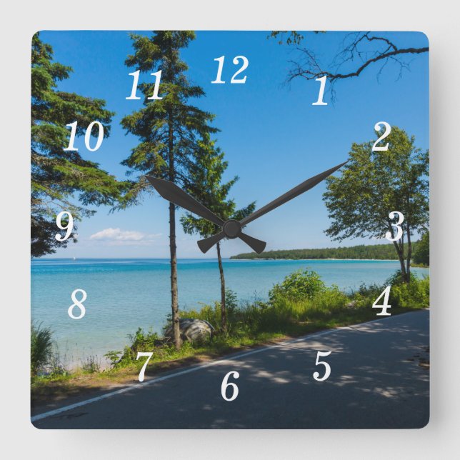 Reloj Cuadrado Lake Shore Drive Paradise Wall Clock (Anverso)