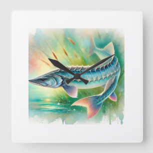Reloj Cuadrado Lake sturgeon painting 160924AREF110 - Watercolor