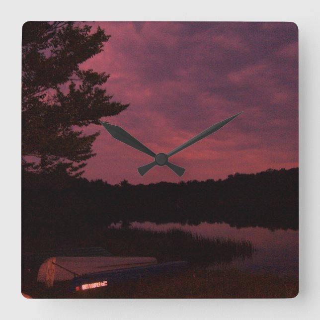 Reloj Cuadrado Lake Sunset Clock (Anverso)