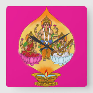Reloj Cuadrado Lakshmi Ganesh Wall Clock
