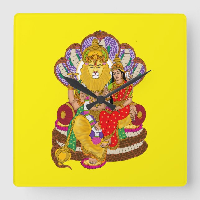 Reloj Cuadrado Lakshmi Narasimha Wall Clock (Anverso)