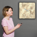 Reloj Cuadrado Láminas tropicales de oro Champaigne Metálicas Bot<br><div class="desc">Florencia de diseño italiano - moda de lujo florenciaK</div>