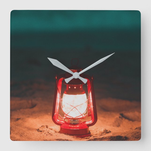 Reloj Cuadrado Lámpara de aceite (Anverso)