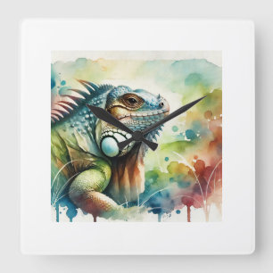 Reloj Cuadrado Land iguana 120724AREF121 - Watercolor