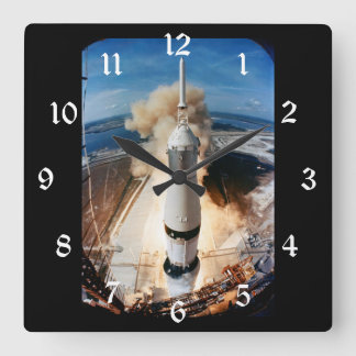 Reloj Cuadrado Lanzamiento del cohete Saturno V de Apolo a la Lun