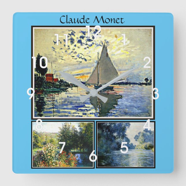 Reloj Cuadrado Las famosas pinturas de Claude Monet (Anverso)