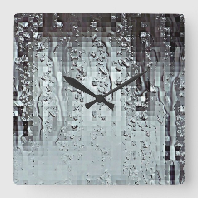 Reloj Cuadrado Las gotitas abstractas modernas metálicas de la (Anverso)