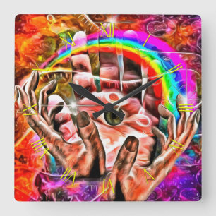 Reloj Cuadrado Las manos rezan al Dios