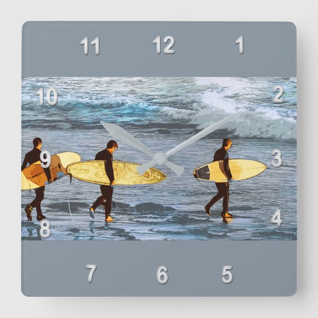 Reloj Cuadrado Las personas que practica surf dirigen en el (Anverso)
