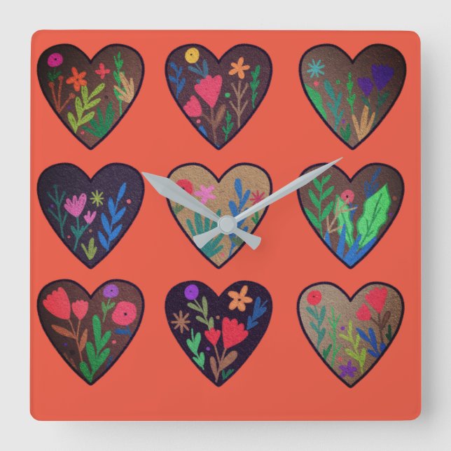 Reloj Cuadrado Las raíces africanas aman los corazones  (Anverso)