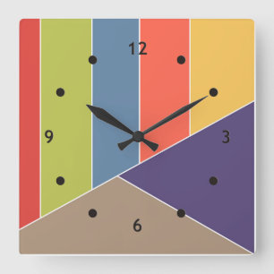 Reloj Cuadrado Las rayas MOSAIC triángulos coloreados I + tus ide