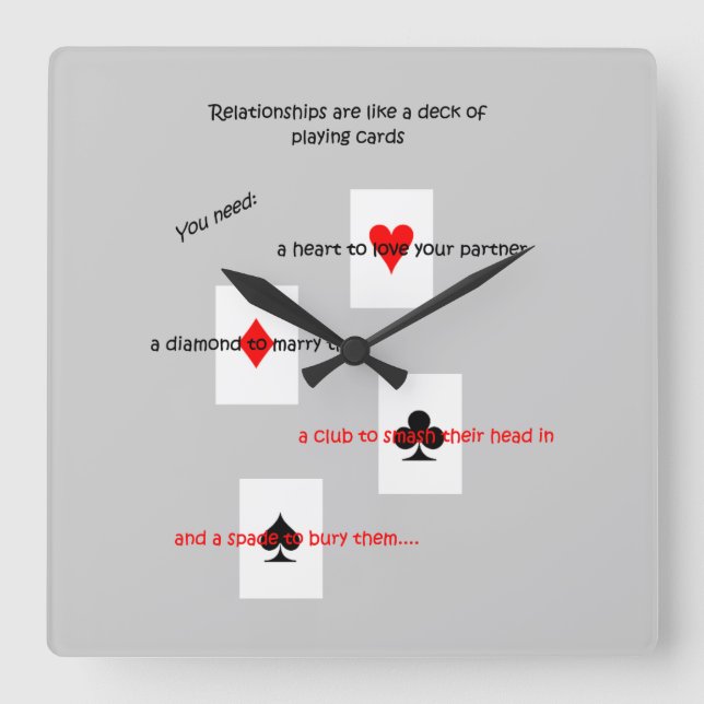 Reloj Cuadrado 'Las relaciones son como un mazo de cartas...' (Anverso)