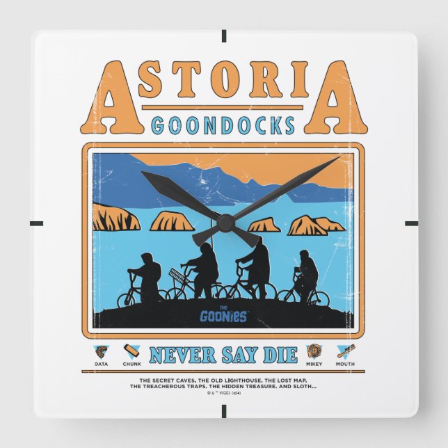 Reloj Cuadrado Las siluetas tontas sobre el muelle de Astoria (Anverso)